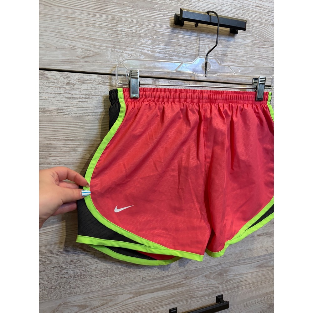 Nike Dri-FIT Tempo Running Shorts Women Small Pink Black Neon Green Athletic - Picture 2 of 4